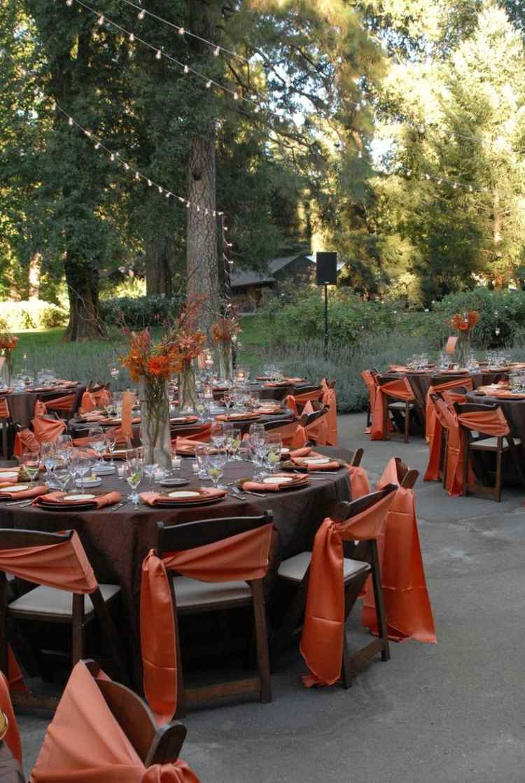 decoration automne mariage table marron orange