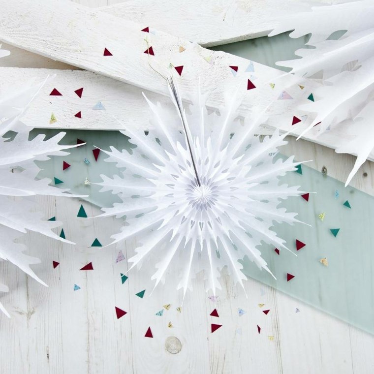 décoration de noël en papier étoile flocon de neige originale idée 