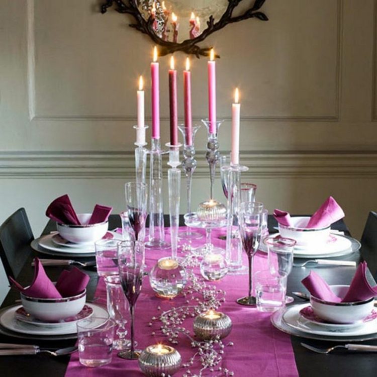decoration table Noël rose argent