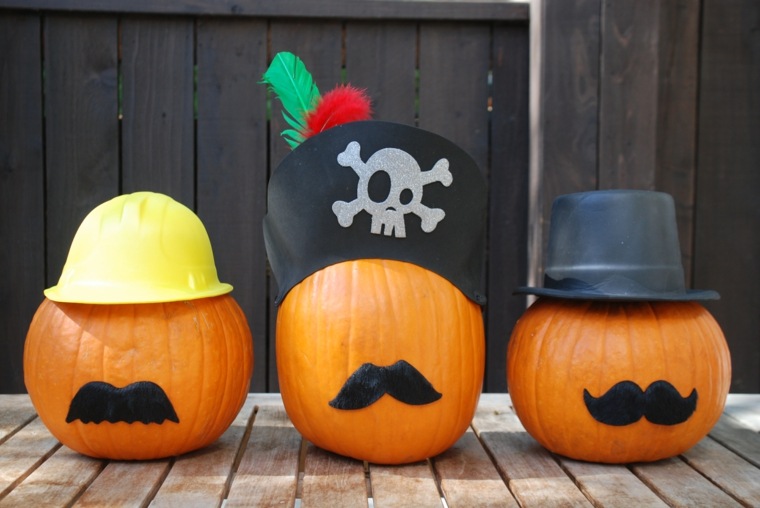 citrouille moustache drôle chapeau déco idée halloween