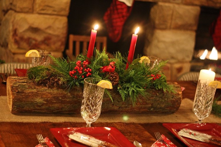décoration de table de Noël à faire soi-même bois bougies