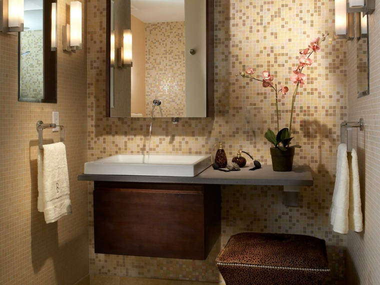 marron decor couleur salles bains beige 