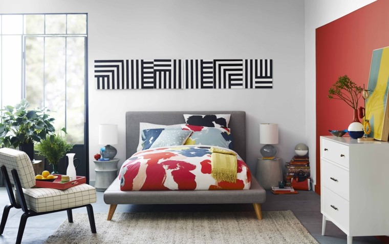 chambre à coucher moderne couleurs automne idée design déco mur 