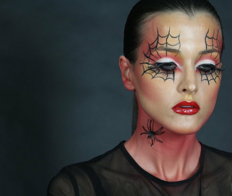 maquillage Halloween idee femme toiles