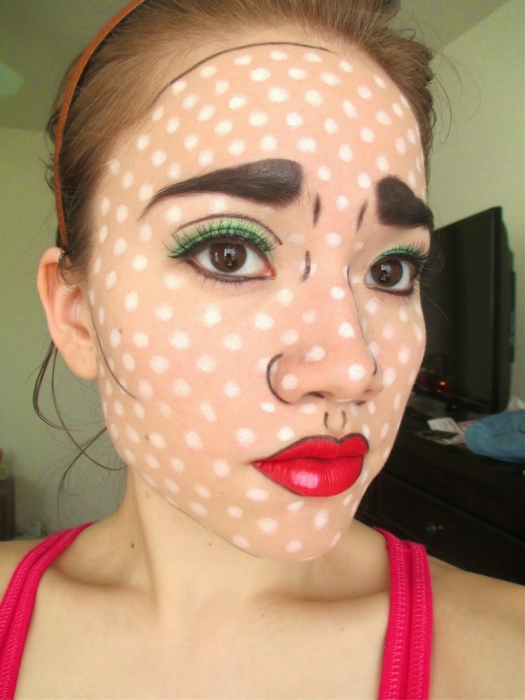 maquillage femme halloween pop art idee 
