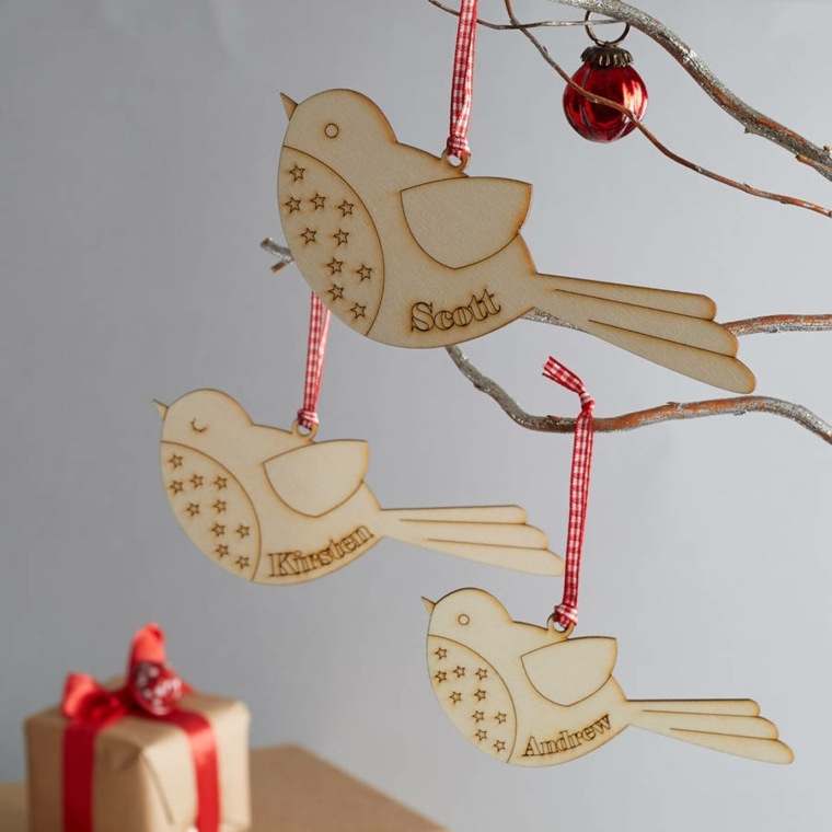 décoration oiseau bois suspension fabrication déco noël idée 