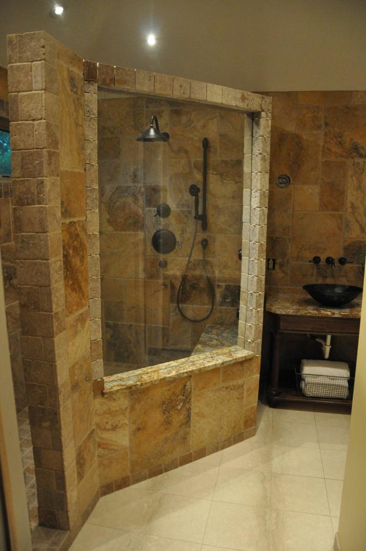 salle de bain carrelage tarvertin design