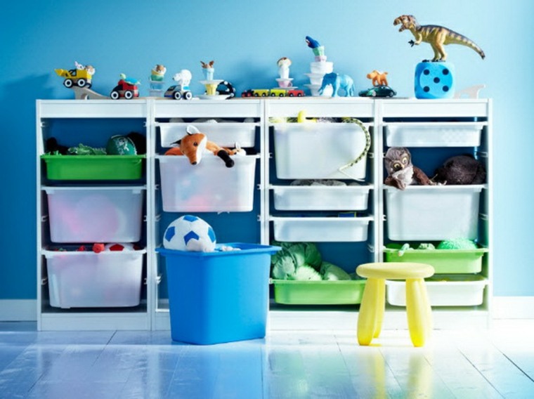 chambre enfant espace jeux rangement jouets idée tiroirs