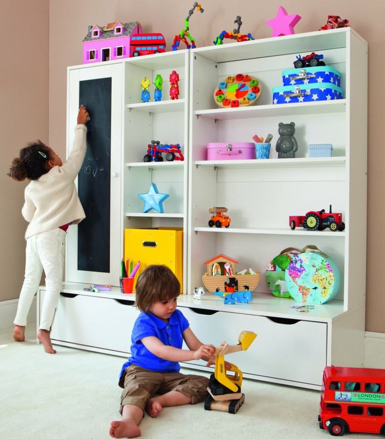 salle jeux enfant rangement jouets étagères bois enfant chambre