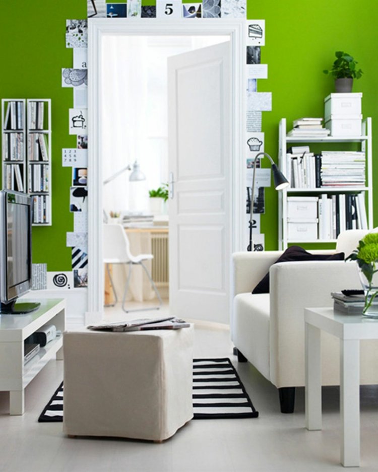 salon décoration moderne beige vert