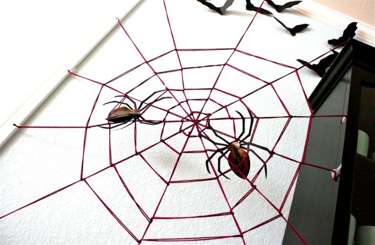 déco toile d'araignée brico halloween araignées laine 