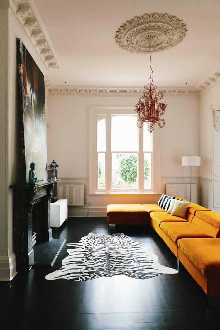 canapé orange deco interieur design