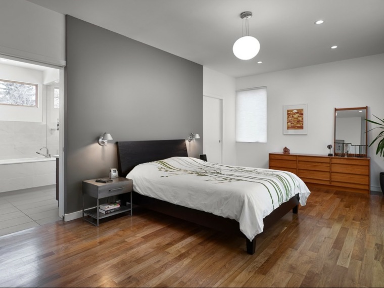chambre grise style minimaliste