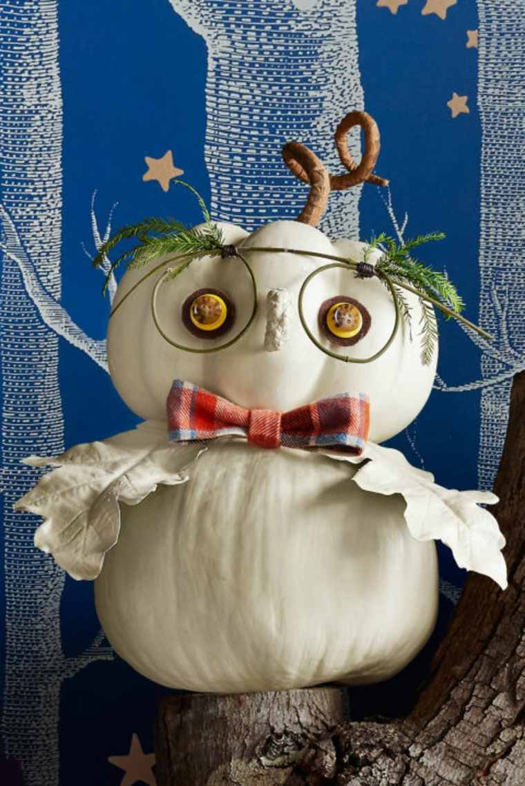 décoration halloween citrouille blanche hibou lunette idée 