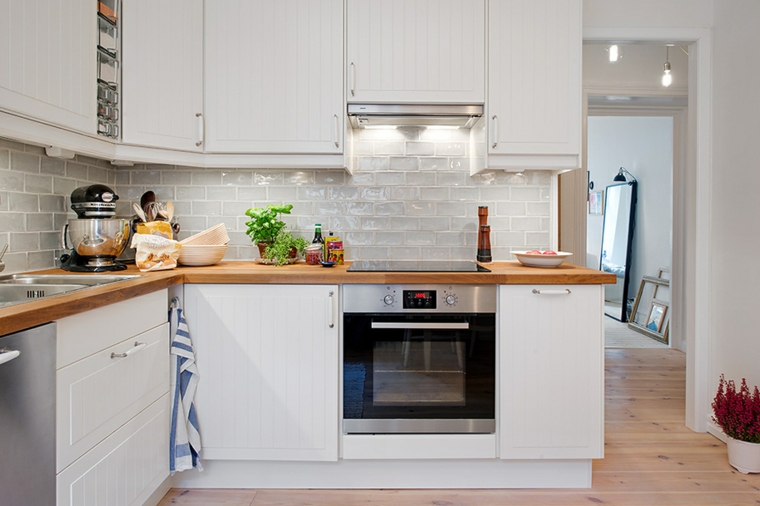 cuisine bois et blanc design mobilier idée décoration 