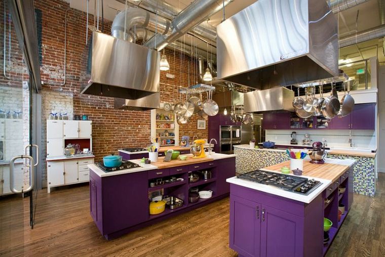 cuisine style atelier ilots violet