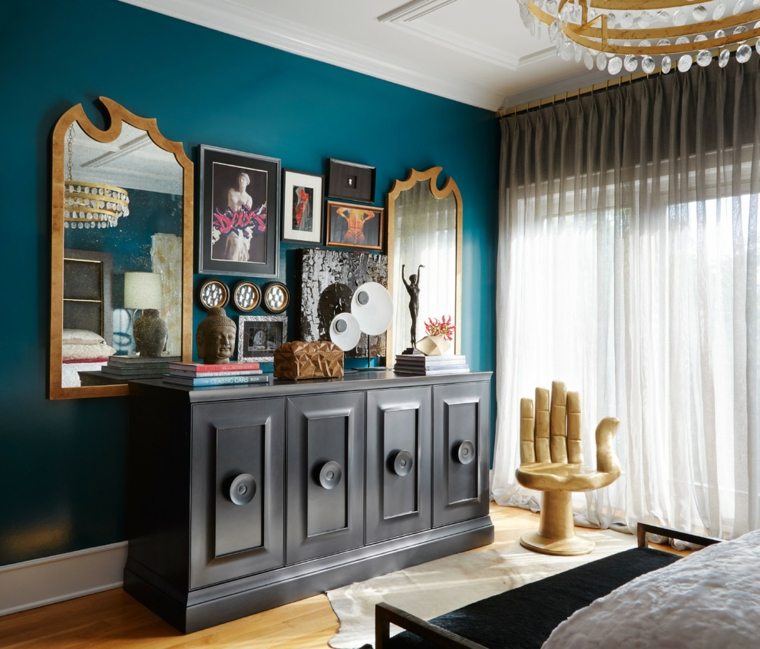 deco baroque salon moderne murs bleus
