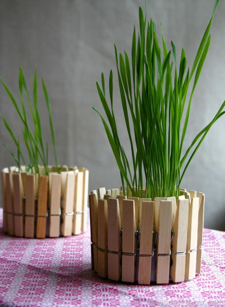 pot de fleurs original bois idée plante nappe matériaux naturels