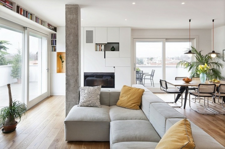 maison moderne meuble salon gris