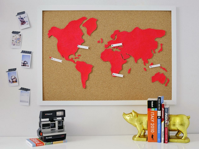 décoration murale cadre idée carte du monde 