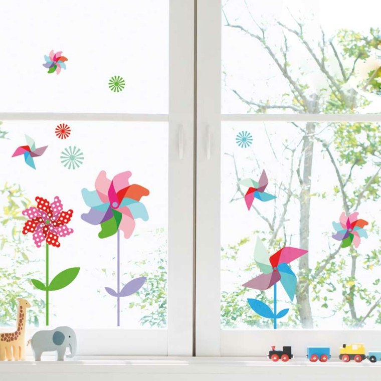 chambre enfant idée fenêtre stickers 
