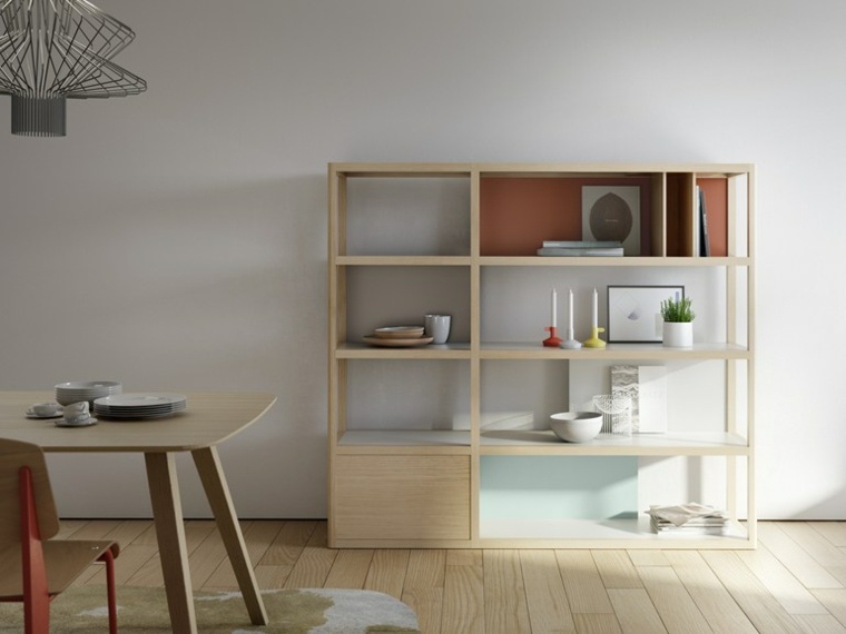 bibliothèque moderne bois massif design composable table bois salon design idée