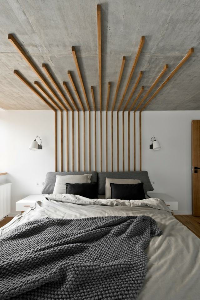 loft design idée aménagement chambre à coucher moderne coussins