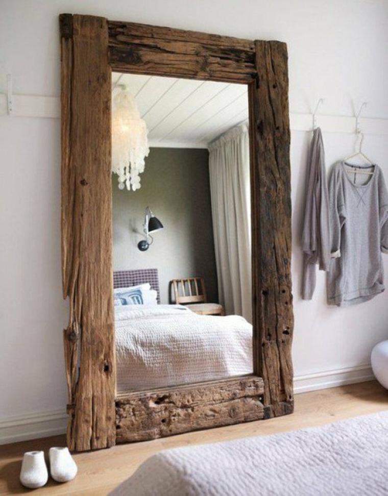miroir design cadre bois idée aménagement écolo matériaux naturels 