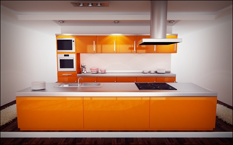 meubles de cuisine orange