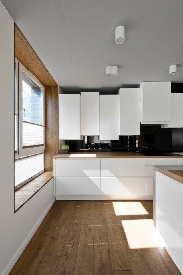 loft contemporain cuisine bois idée aménagement mobilier 