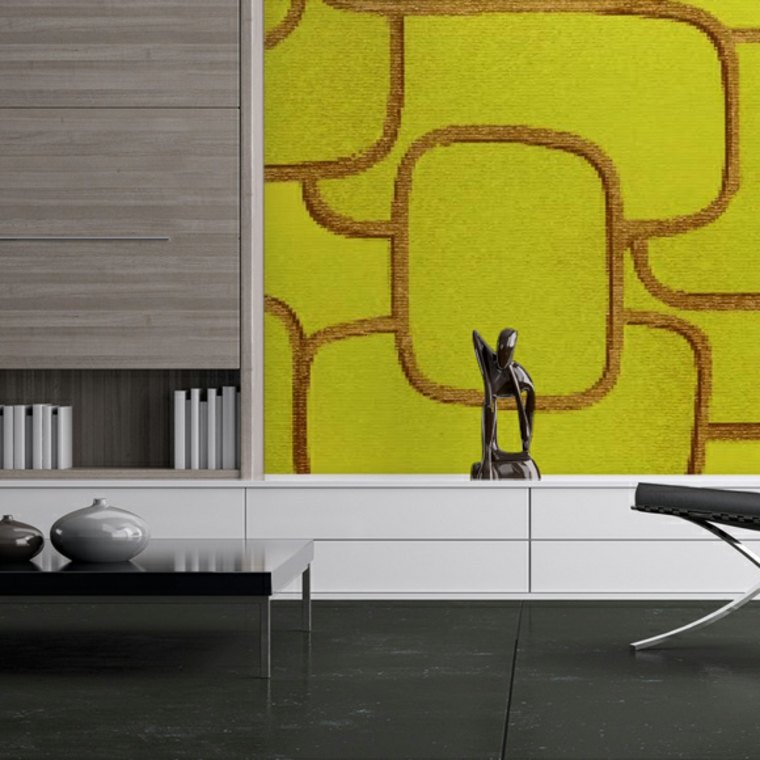 papier peint art déco idée intérieur moderne meuble bois design aménagement salon 