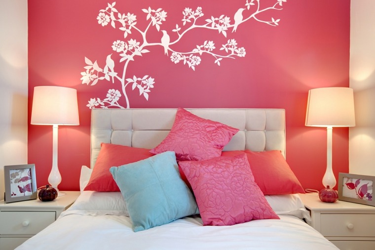 chambre design tête de lit papier peint coussin chambre lit