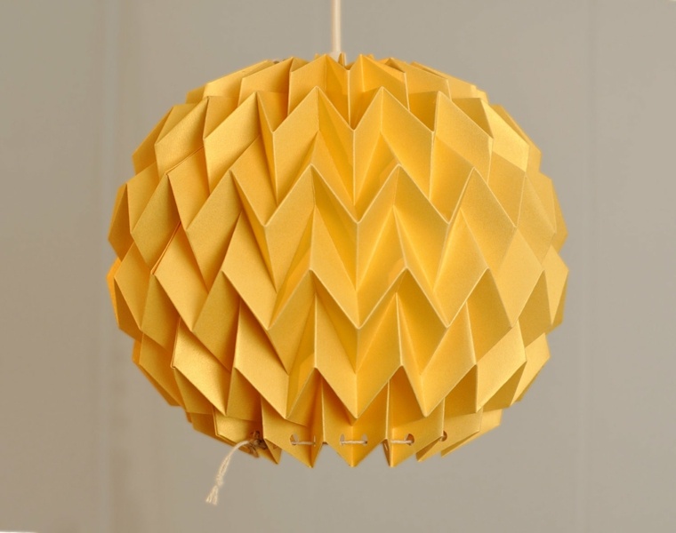 origami luminaire suspension papier bricolage papier orange desig abat-jour diy