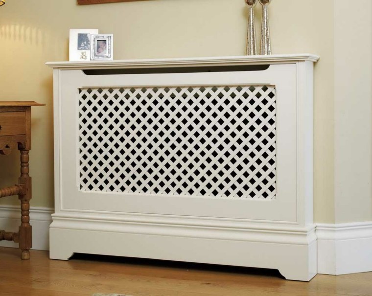 cache radiateur design bois blanc intérieur moderne salon idée 