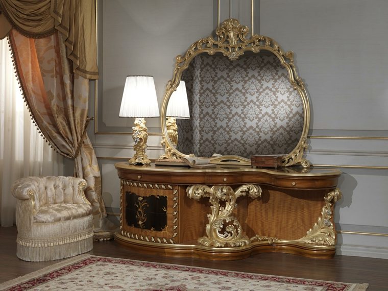 interieur chambre baroque grand miroir doré