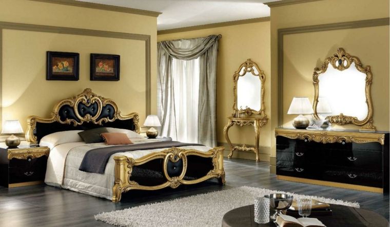 decor chambre de luxe miroir or style baroque