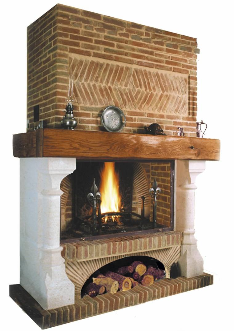 cheminée en briques design idée bois déco mur 
