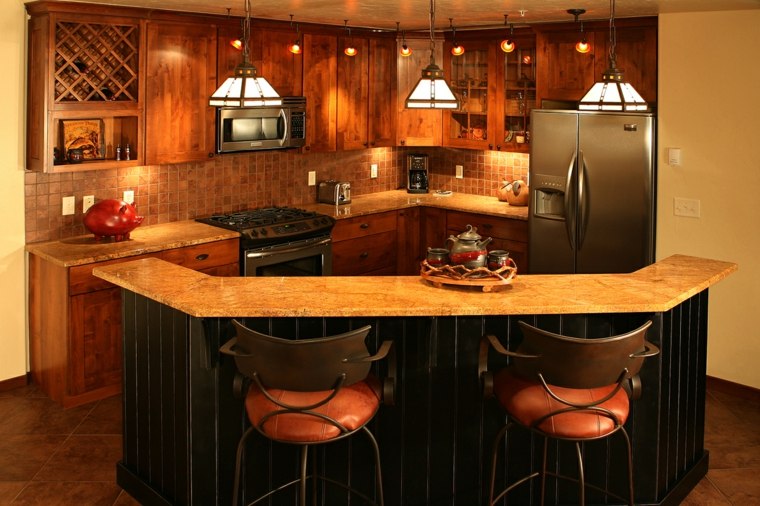 cuisine bar style authentique design moderne chaise design îlot central moderne idée aménagement cuisine bar 