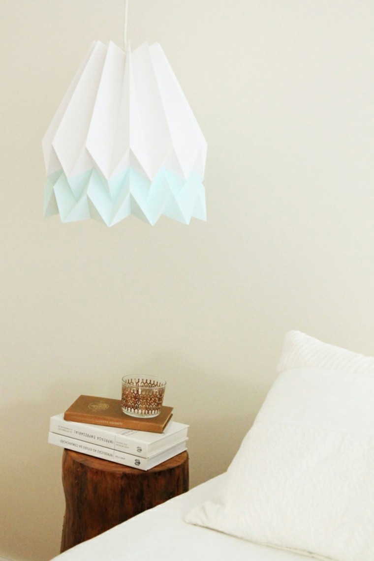 lampe origami papier design abat jour idée déco chambre à coucher