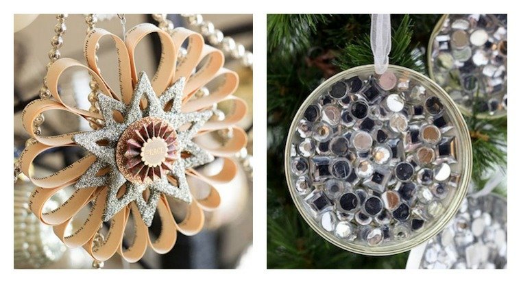 décoration noël brillante déco sapin idée suspension bouel de noël argentée design fleurs