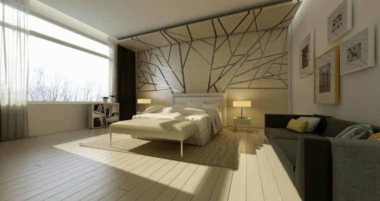 design intérieur moderne chambre à coucher mur texture habillage design déco mur cadres