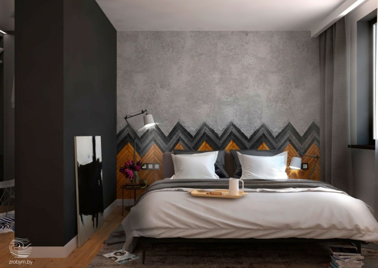 habiller un mur idée chambre à coucher design coussins lit aménagement moderne 