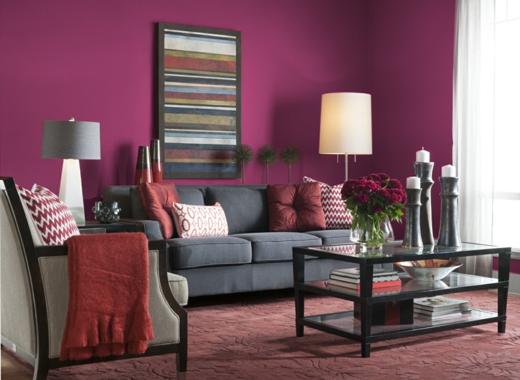idée couleur salon violet moderne