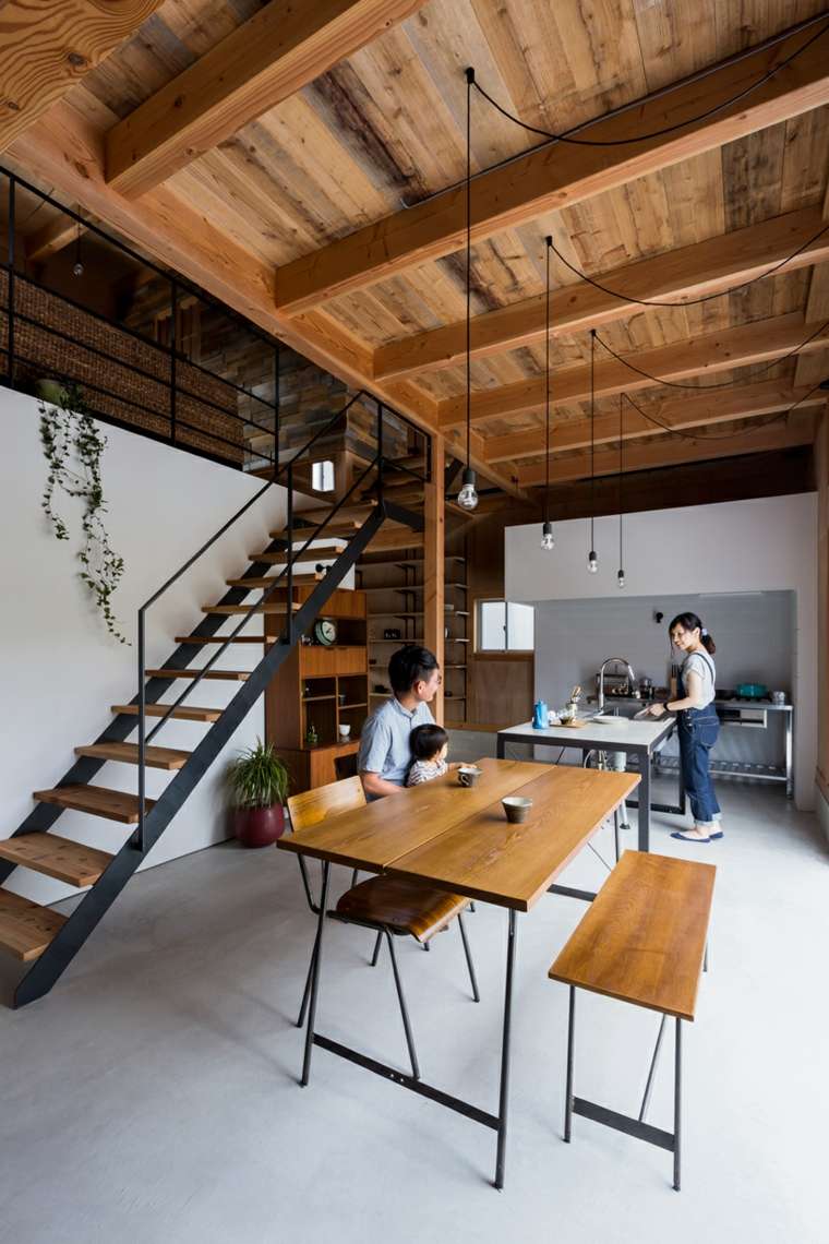 maison intérieur moderne design aménagement espace ouvert style industriel alts design studio ishibe japon