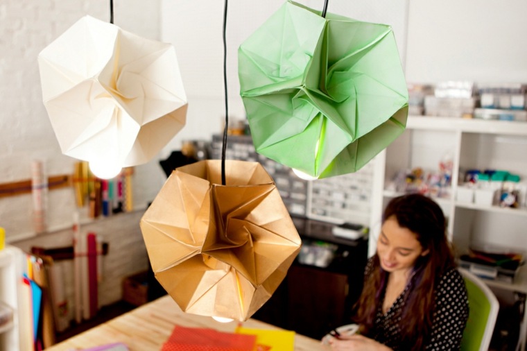 abat jour papier diy idée suspension lampe déco design moderne idée