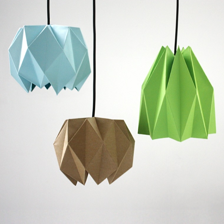 lampe origami abat-jour design papier suspension déco idée lampe bricolage 