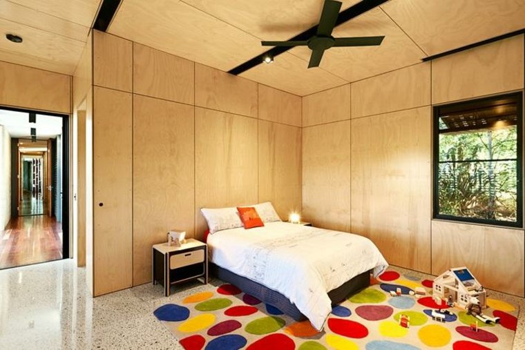 maison en bois pour enfants lit chambre tapis de sol design intérieur 