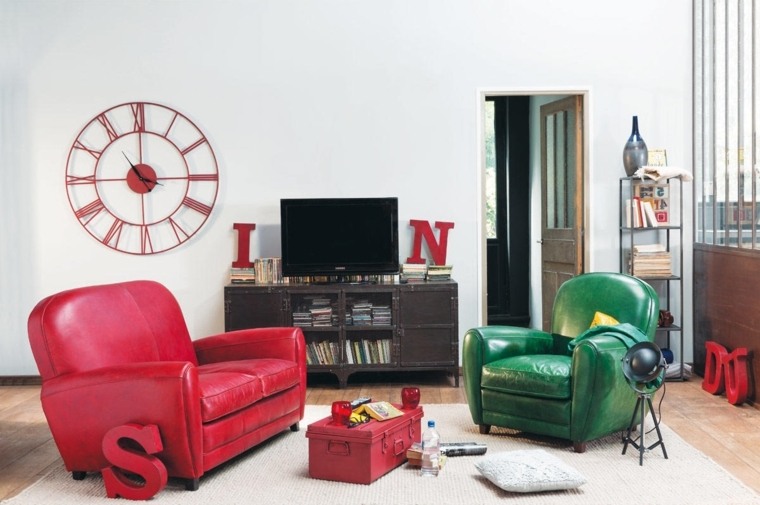 meuble TV design moderne fauteuil rouge déco mur intérieur maisons du monde