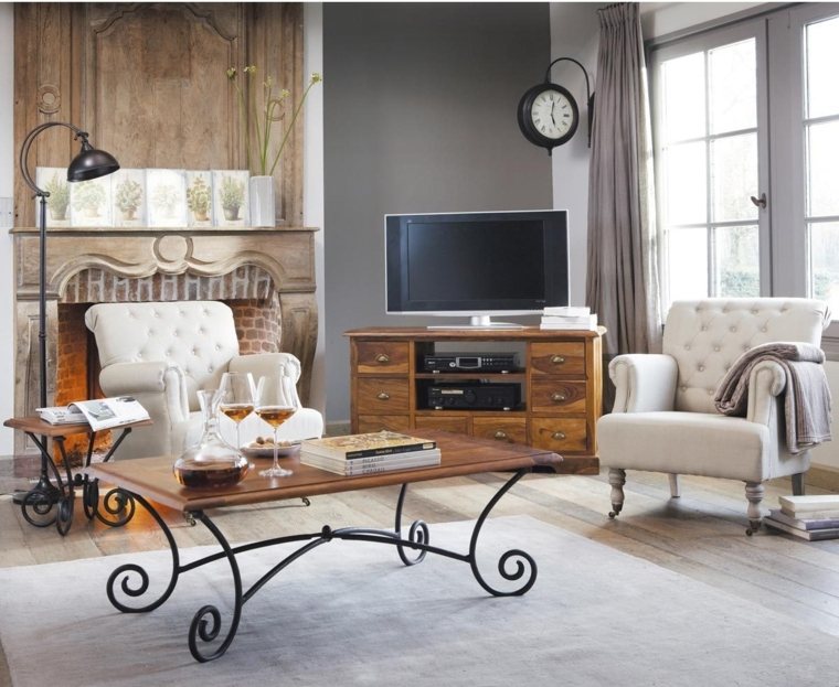 meuble tv design table basse bois salon déco fauteuil blanc design maisons du monde