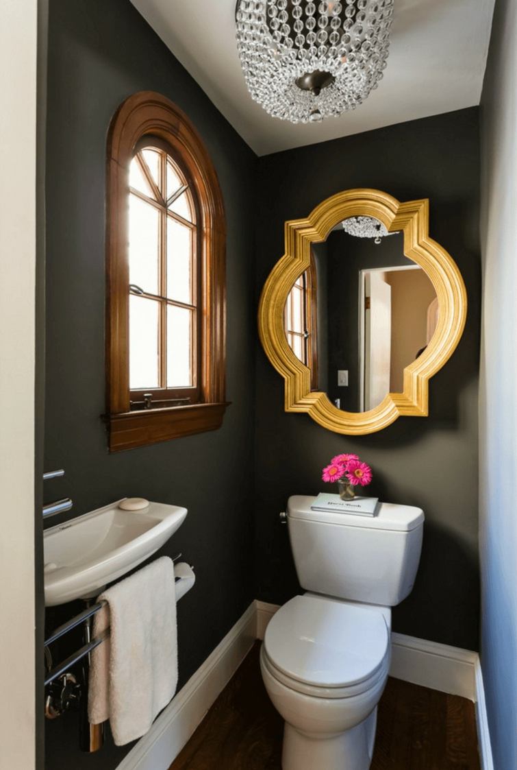 miroir salle de bain cadre dore